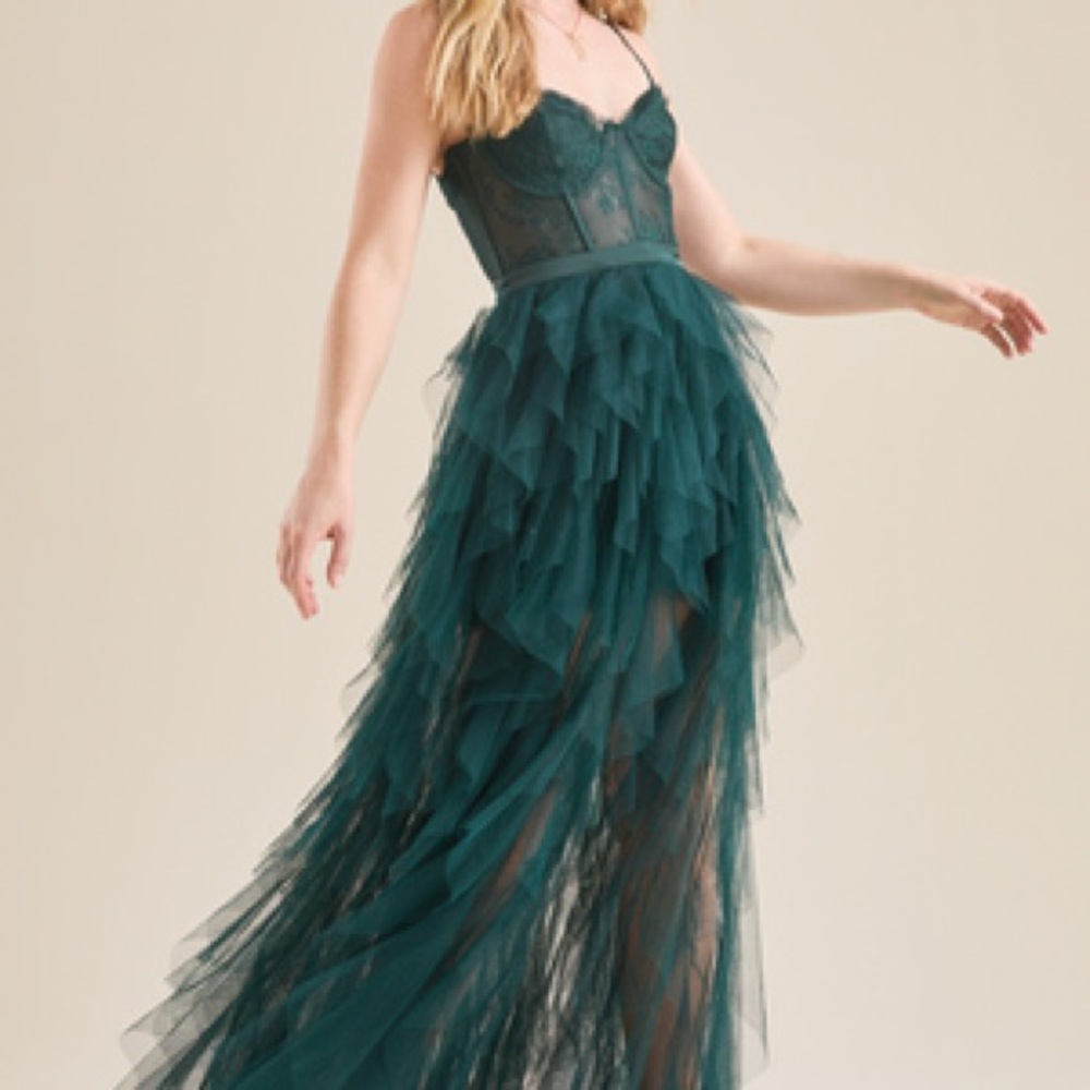 Altar'd State Teal High Low Tulle Dress